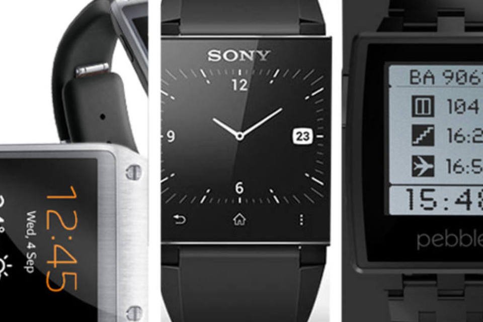 Relógios inteligentes: Samsung, Sony e Pebble (Divulgação)