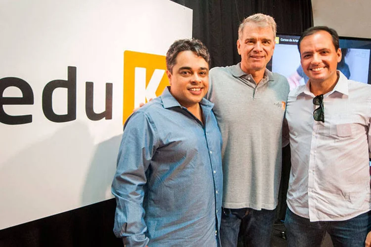 
	Robson Catalan, Eduardo Lima e Bernardinho, da eduK: startup de cursos online pretende dobrar o faturamento neste ano
 (Divulgação/eduK)