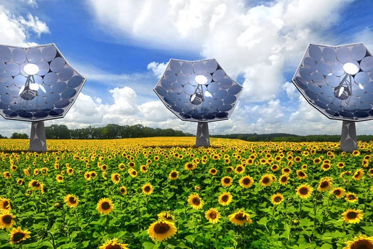 
	Solar Sunflower: efici&ecirc;ncia da estrutura &eacute; de 80%
 (Divulgação/Airlight Energy)