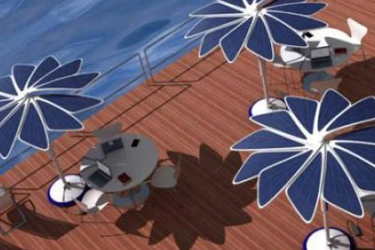 
	Guarda-sol com pain&eacute;is solares: iniciativa ecol&oacute;gica vai beneficiar os usu&aacute;rios de qualquer modelo de aparelho, segundo a Oi
 (Divulgação)
