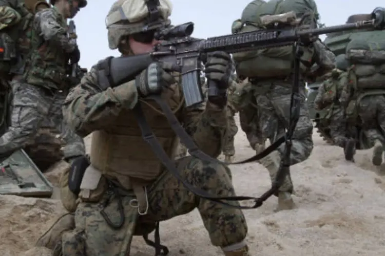 
	Soldado americano: porta-voz destacou que os EUA n&atilde;o t&ecirc;m tropas em solo
 (Chung Sung-Jun/Getty Images)