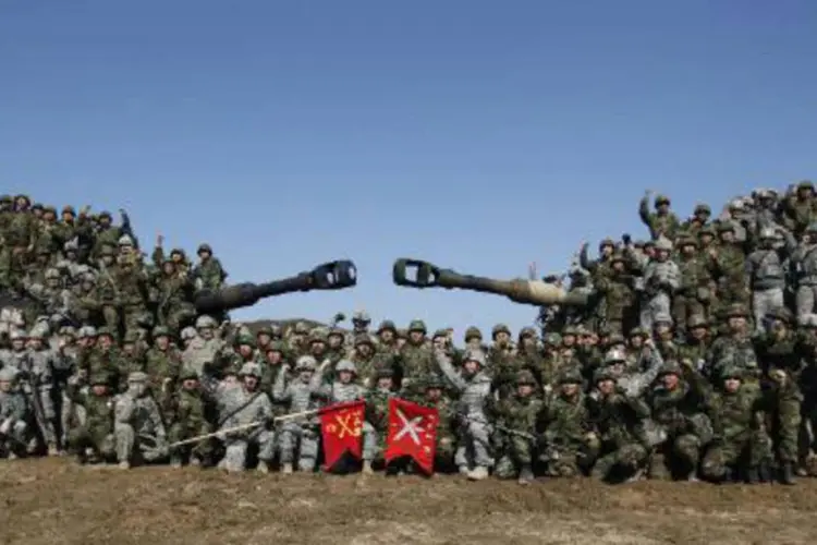Soldados americanos e sul-coreanos após exercícios conjuntos (Kim Hong-Ji/AFP)