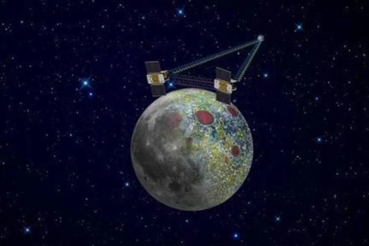 Ilustração da Nasa mostra as duas sondas que devem elaborar um mapa do núcleo da Lua (Nasa/AFP)