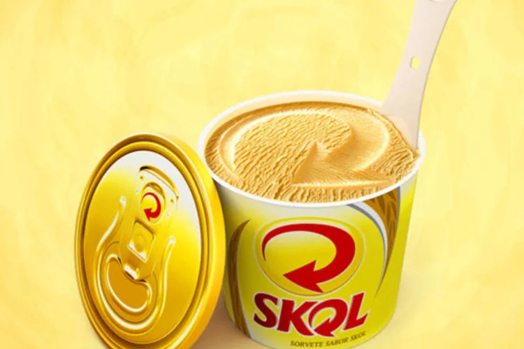 
	Sorvete de cerveja da Skol: vendido em 39 estabelecimento das capitais paulista e carioca
 (Divulgação/Skol)