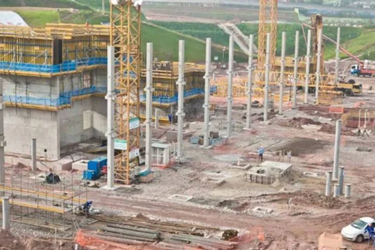 
	As obras no est&aacute;dio em Itaquera, zona Leste de S&atilde;o Paulo, da construtora Odebrecht
 (Monitoramento/Ministério do Esporte)