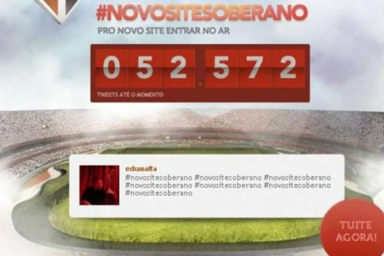 SPFC: por enquanto, novo site mostra apenas um contador de tuítes (Reprodução)