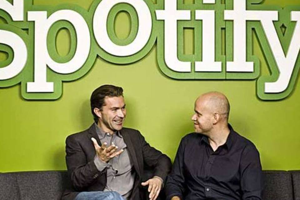 
	Martin Lorentzon e Daniel Ek, fundadores do Spotify: a Spotify afirmou recentemente que pagou mais de 500 milh&otilde;es de d&oacute;lares &agrave; ind&uacute;stria da m&uacute;sica desde seu lan&ccedil;amento
 (Divulgação)