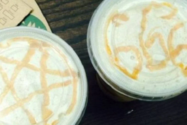 Starbucks: o pentagrama e o número 666 são símbolos normalmente associados ao satanismo (Reprodução/Facebook)