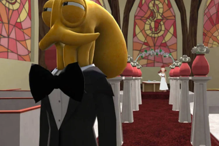 Trecho do jogo independente "Octodad: Dadliest Catch”: jogo é sobre um polvo disfarçado que tenta esconder sua real identidade de sua família humana (Reprodução)