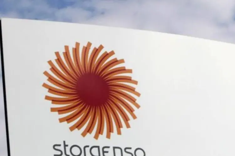 Logotipo da Stora Enso em Riga (Ints Kalnins/Reuters)