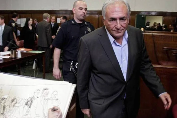 Strauss-Kahn no tribunal: pedido de adiamento foi feito pela assistente da promotoria (Getty Images)