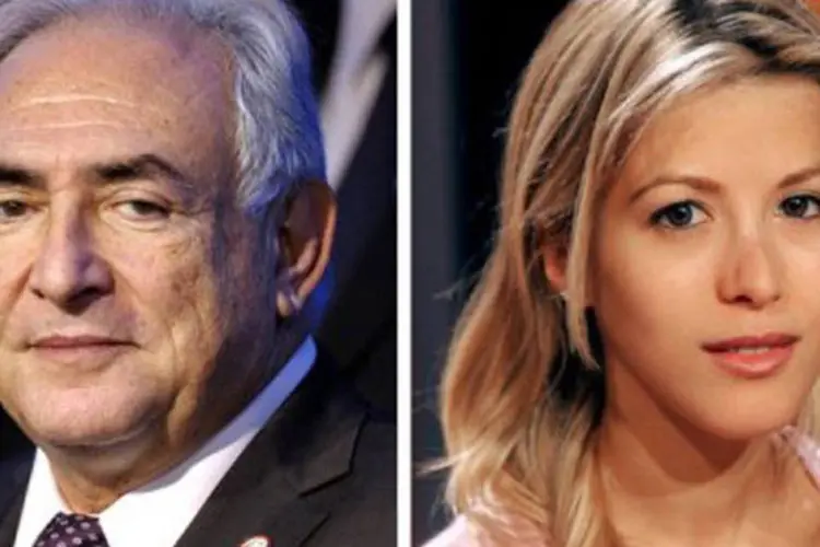 O acusado Dominique Strauss-Kahn e a ré Tristane Banon: ela o acusa de uma tentativa de estupro que teria acontecido em 2003 (Fred Dufour/AFP)