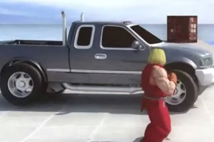 Street Fighter: vídeo mostra lutador tentando destruir um carro com socos, pontapés e magias (Reprodução/YouTube)