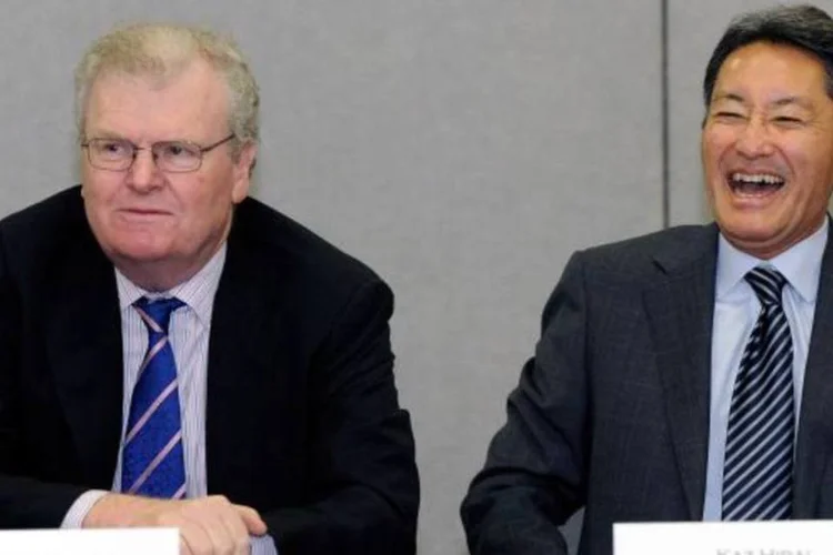 Howard Stringer e Kazuo Hirai no CES 2012: a Sony não enfrenta o melhor momento da sua história (David Becker/Getty Images)