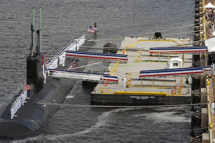 
	Submarino USS North Carolina: as manobras contam com o submarino de propuls&atilde;o nuclear norte-americano de 7.800 toneladas
 (U.S. Navy / Wikicommons)