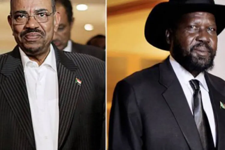 
	Os presidentes do Sud&atilde;o (E) e do Sud&atilde;o do Sul no in&iacute;cio das negocia&ccedil;&otilde;es: Bashir (d) chamou Kiir de &quot;s&oacute;cio para a paz&quot;&nbsp;
 (Mulugeta Ayene/AFP)