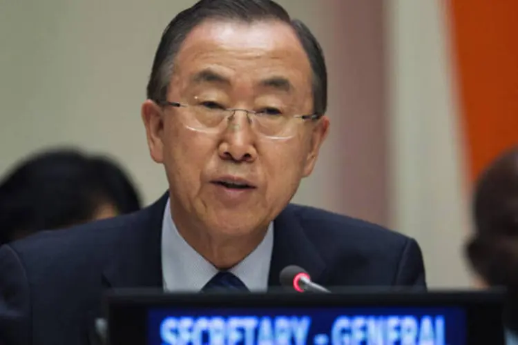 
	O secret&aacute;rio-geral da ONU, Ban Ki-moon: Ban destacou an&uacute;ncio de que governo e Farc obtiveram acordo sobre participa&ccedil;&atilde;o pol&iacute;tica da guerrilha
 (Lucas Jackson/Reuters)
