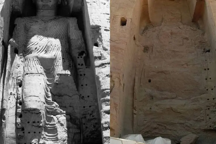 Estátuas de Buda de Bamiyan, que foram destruídas em 2001 pelo Talebã (UNESCO/Wikimedia Commons)