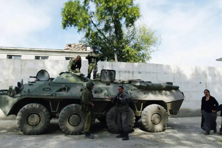 Tanque na Chechênia: três soldados russos morreram na região vítimas de atentado suicida (Oleg Nikishin/AFP)