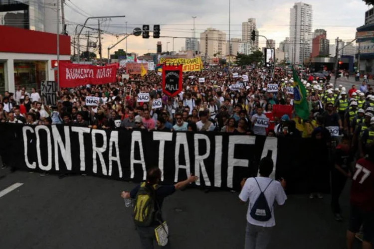 
	Protesto contra alta das tarifas de &ocirc;nibus, organizado pelo Movimento Passe Livre
 (Reprodução/Twitter/@mpl_sp)