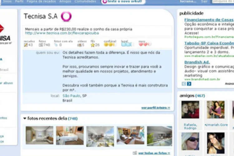 A Tecnisa está nas redes sociais desde 2006. No ano passado, resolveu usar o orkut para ter novas ideias