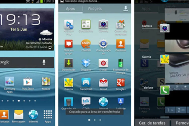 
	Tela do smartphone Samsung Galaxy S III: Apple continua investindo contra a concorrente na justi&ccedil;a
 (Reprodução)