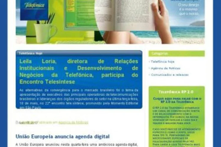 O projeto Telefonica em Ação deu origem ao Canal RP 2.0, que tem como função receber dúvidas dos internautas (.)