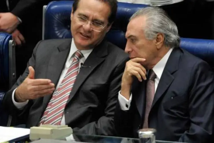 Renan e Temer: presidente estava satisfeito com a "retomada da normalidade institucional" (Antonio Cruz/Agência Brasil)