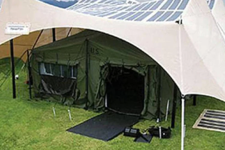 O exército americano está aplicando células fotovoltaicas flexíveis em tendas para gerar energia.  (Divulgação/U.S. Army)