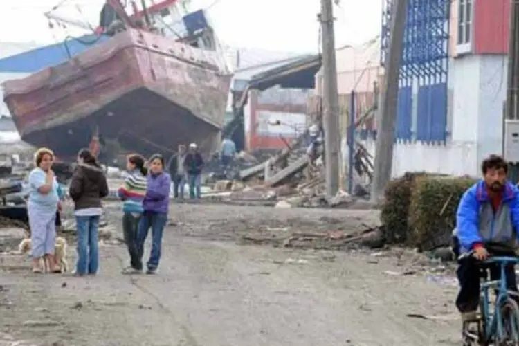 Imagem do terremoto de 6,8 graus Richter que atingiu o Chile em 5 de março de 2010 (Evaristo Sa/AFP)