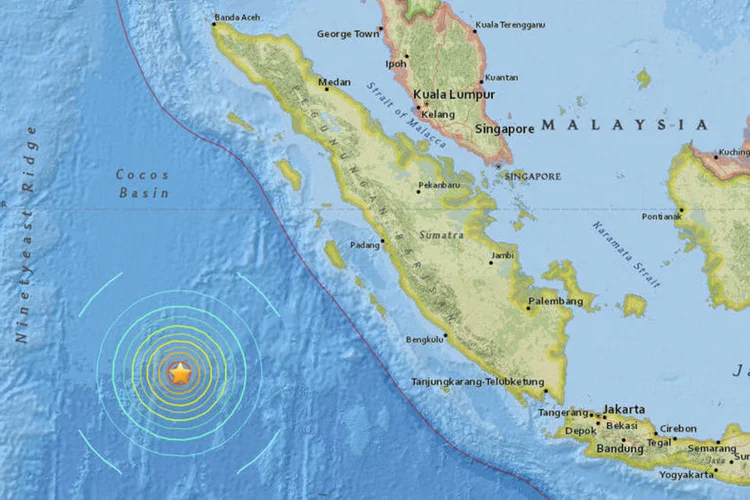 
	Epicentro do terremoto: as autoridades indon&eacute;sias n&atilde;o informaram sobre v&iacute;timas, embora tenha ocorrido cenas de p&acirc;nico em Padang
 (U.S. Geological Survey / Reprodução)
