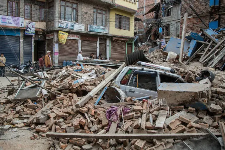 
	Terremoto de 7,8 graus na escala Richter que sacudiu o Nepal no s&aacute;bado &eacute; o mais potente desde 1934 e foi sentido tamb&eacute;m na &Iacute;ndia e China
 (Getty Images)