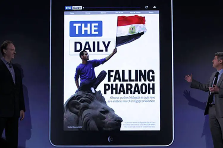 Lançamento do jornal The Daily, primeiro exclusivo para iPad, em fevereiro de 2011 (Spencer Platt / Getty Images)