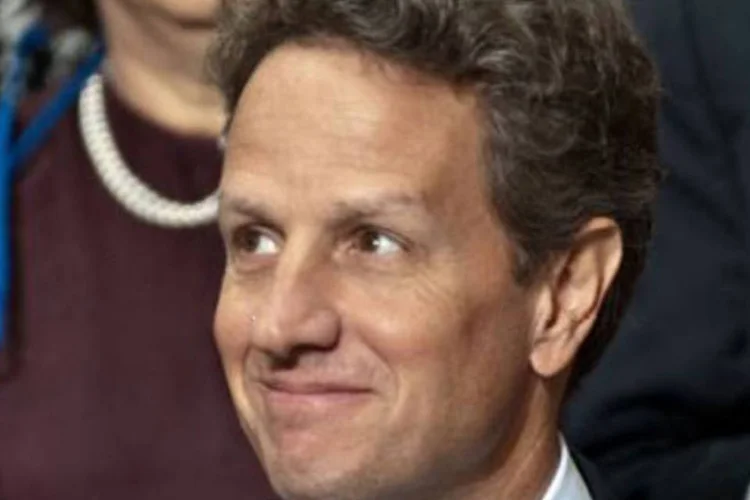 O secretário do Tesouro americano, Timothy Geithner, na reunião do Comitê Monetário e Financeiro do Fundo (.)
