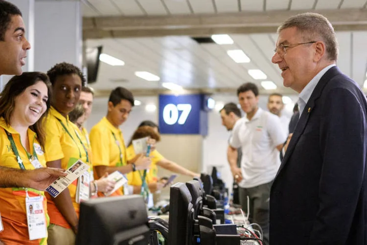 
	Thomas Bach: ele afirmou que o Brasil passa por uma crise, mas que o comit&ecirc; e a prefeitura do Rio de Janeiro conseguiram &ldquo;colocar os Jogos Ol&iacute;mpicos em p&eacute;&rdquo;
 (Yasuyoshi Chiba / Reuters)