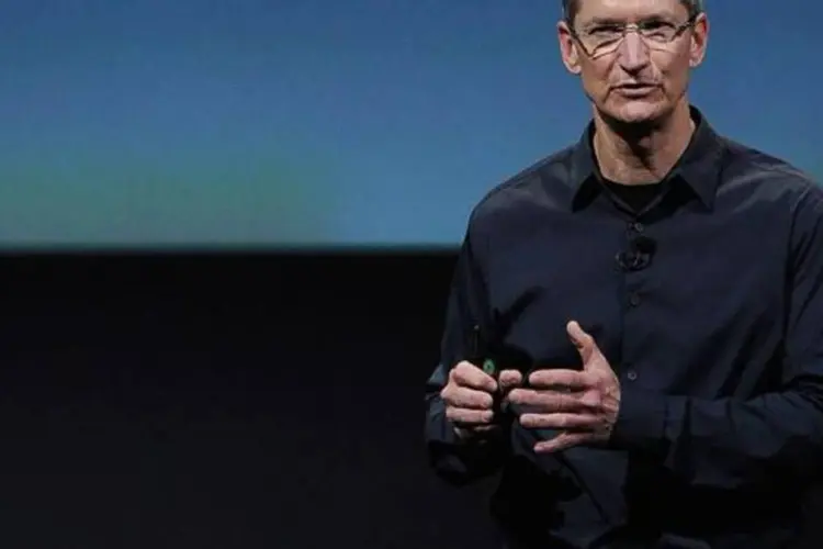 Tim Cook durante um evento da Apple: sucessor de uma lenda (Kevork Djansezian/Getty Images)