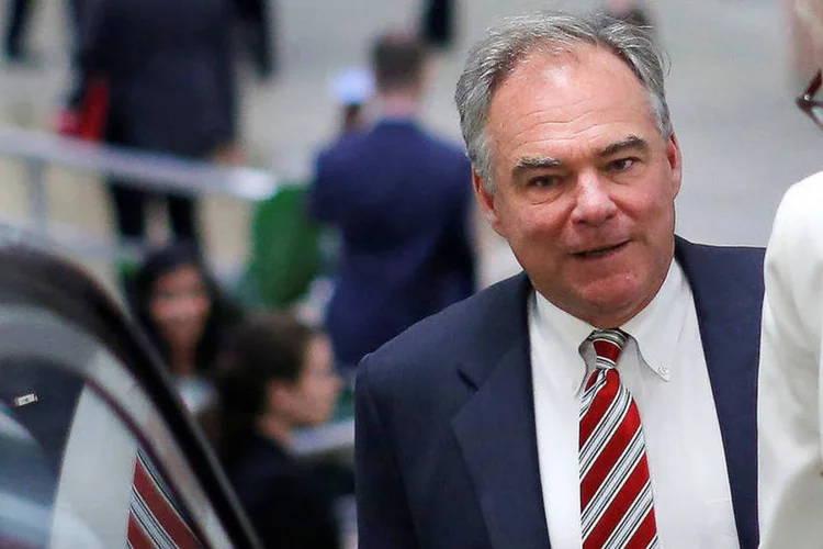 
	Tim Kaine: para alguns analistas, por&eacute;m, esse lado apraz&iacute;vel de Kaine poderia acabar se voltando contra ele
 (Carlos Barria / Reuters)