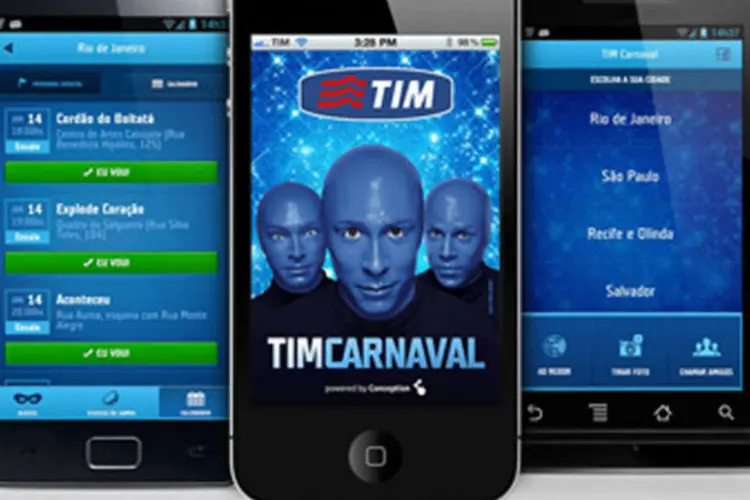 
	Celulares com aplicativos da TIM para o Carnaval: companhia pretende investir R$ 3,4 bilh&otilde;es a mais do que 2012
 (Divulgação)