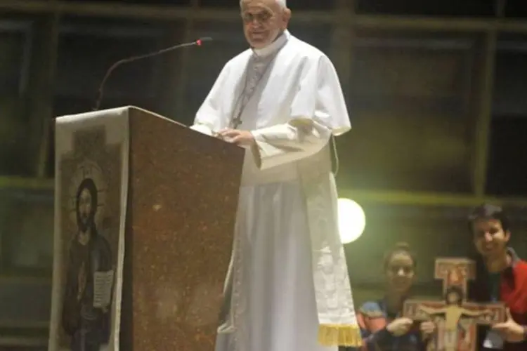 
	Papa Francisco no p&uacute;lpito da Catedral Metropolitana do Rio
 (Tomaz Silva/Agência Brasil)