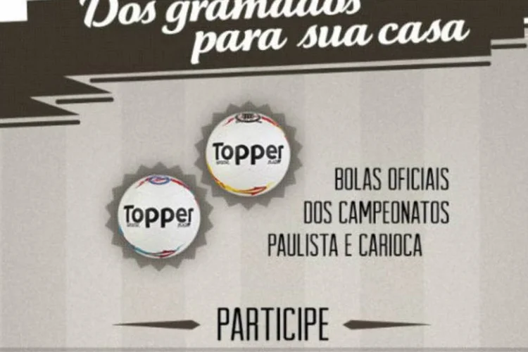 O internauta deve acessar a página da Topper no Facebook (www.facebook.com/TopperBrasil) e responder à pergunta que irá ao ar entre os dias 03 e 07 de abril dentro do aplicativo relacionado (Divulgação)
