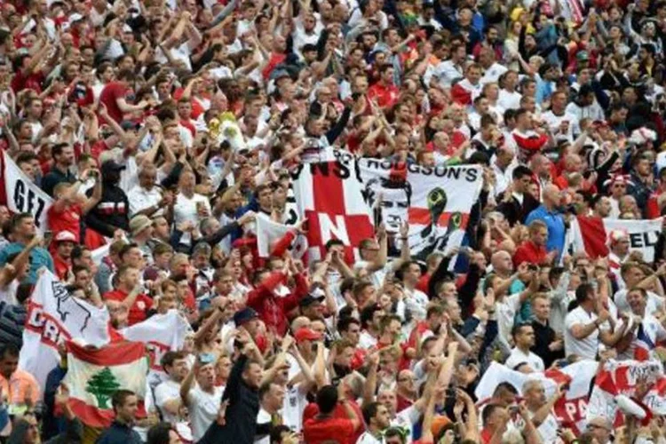 Torcida inglesa na Arena Corinthians: houve tumulto, mas não há feridos, disse tenente (Nelson Almeida/AFP)