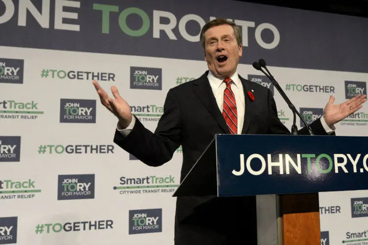 O candidato conservador John Tory fala para apoiadores em Toronto, Canadá (Aaron Harris/Reuters)