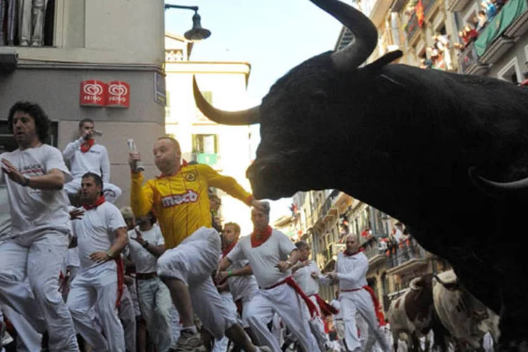 Durante o evento, os touros completaram a corrida em pouco mais de três minutos  (Denis Doyle/Getty Images)