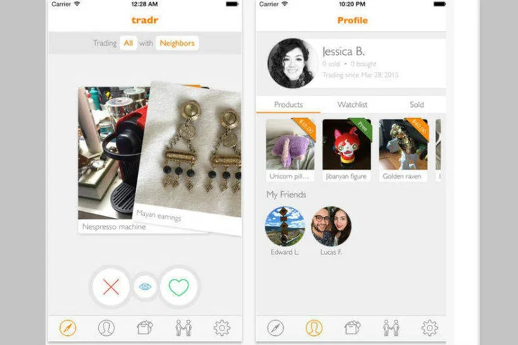 
	Tradr: o app est&aacute; dispon&iacute;vel para download e, por enquanto, funciona apenas no sistema iOS, da Apple
 (Reprodução/Tradr)