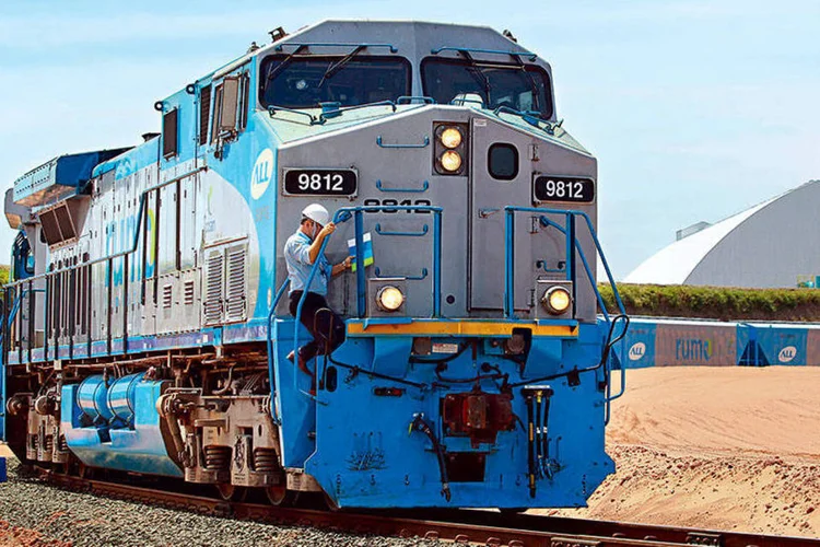 
	Trem da Rumo All: as a&ccedil;&otilde;es da companhia f&eacute;rrea encerraram com forte valoriza&ccedil;&atilde;o, de 20,37%
 (Divulgação / EXAME)