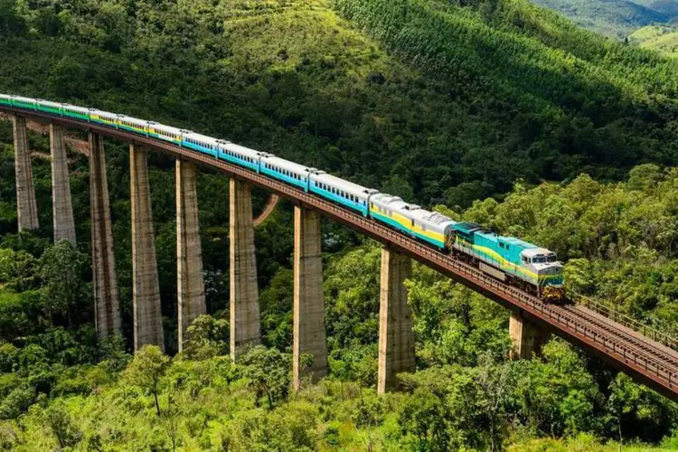 Trem da Vale: companhia inaugurou Estrada de Ferro Vitória a Minas (Divulgação/Vale)