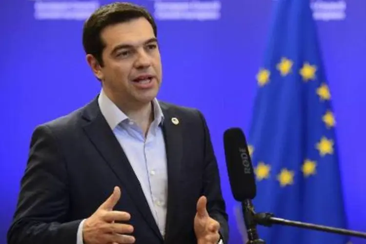 
	O primeiro-ministro grego Alexis Tsipras: governo de esquerda subiu ao poder em janeiro prometendo proteger aposentados
 (AFP/ JOHN THYS)
