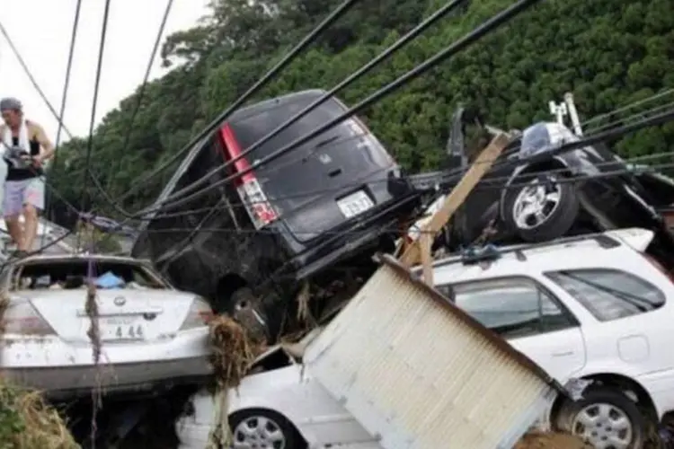 Nachikatsuura, no município de Wakayama, oeste do país, foi uma das cidades mais afetadas (Jiji Press/AFP)