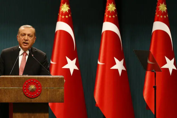 O presidente da Turquia, Recep Tayyip Erdogan: Erdogan também minimizou sugestões de que ele estava se tornando autoritário (Umit Bektas/Reuters)