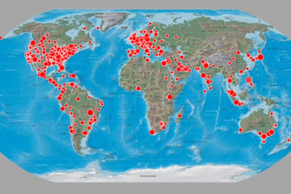 Mapa mostra a origem dos tuítes sobre Osama bin Laden